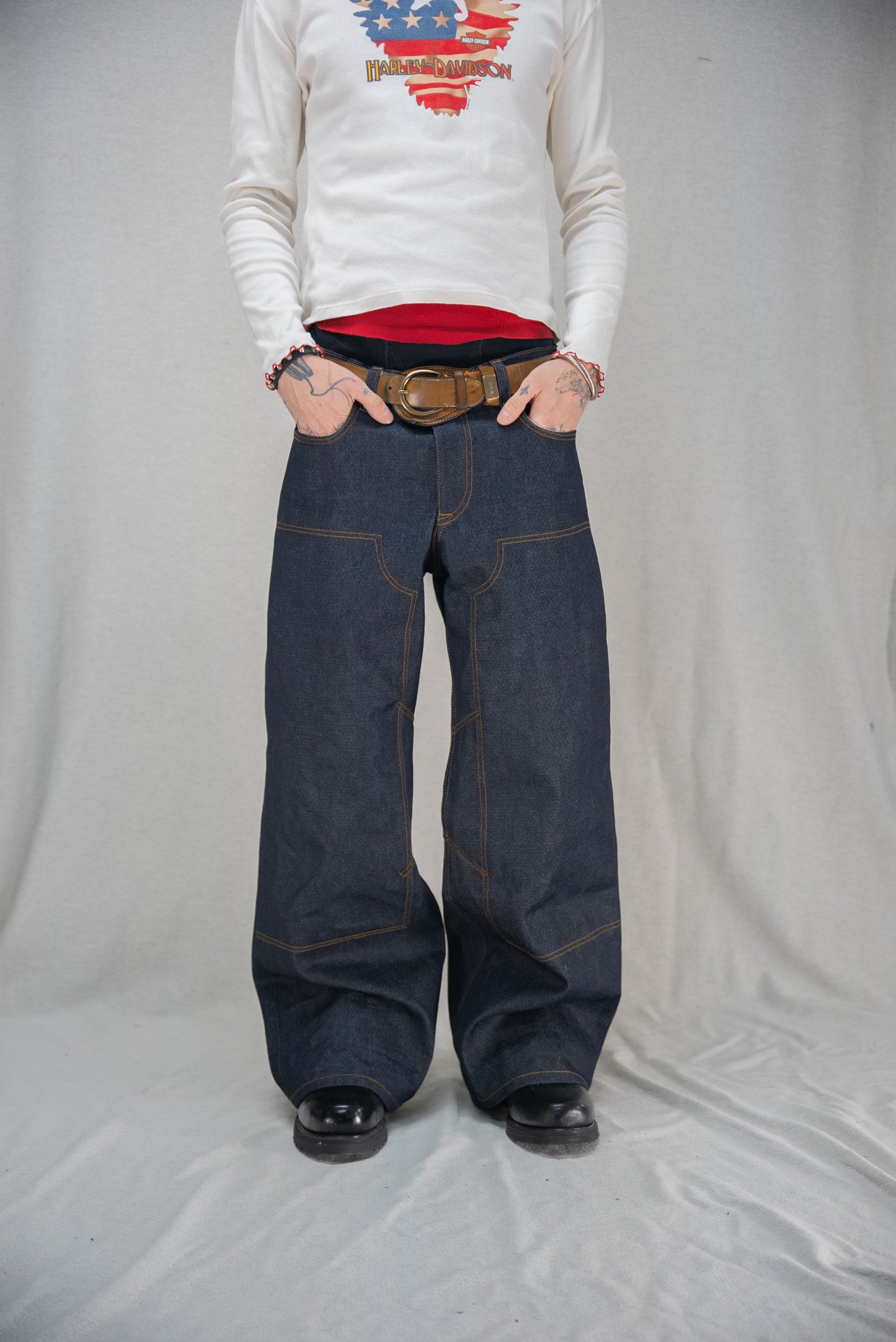 Selvedge Denim Jeans - Baggy Double Knee