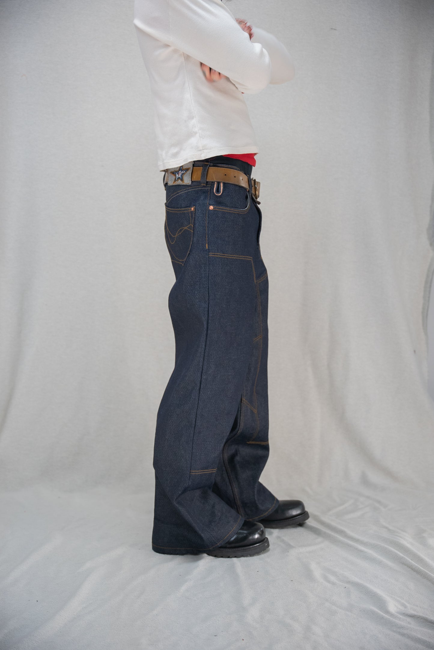 Selvedge Denim Jeans - Baggy Double Knee