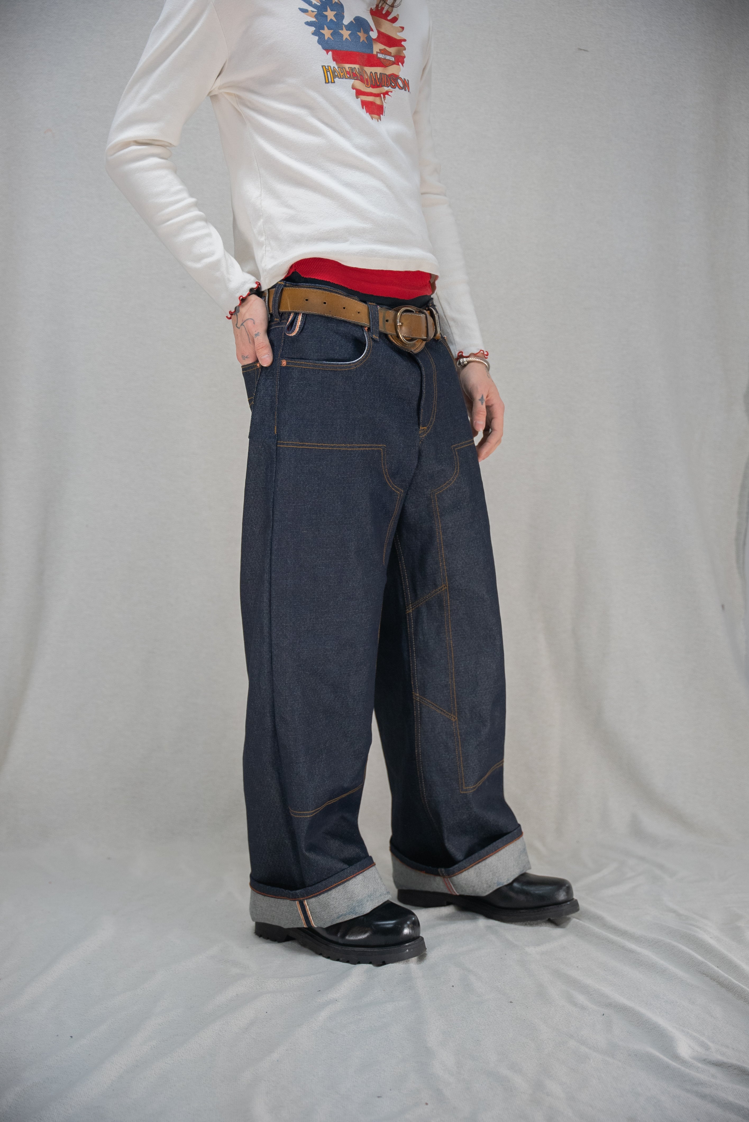 Selvedge Denim Jeans - Baggy Double Knee – Coupable