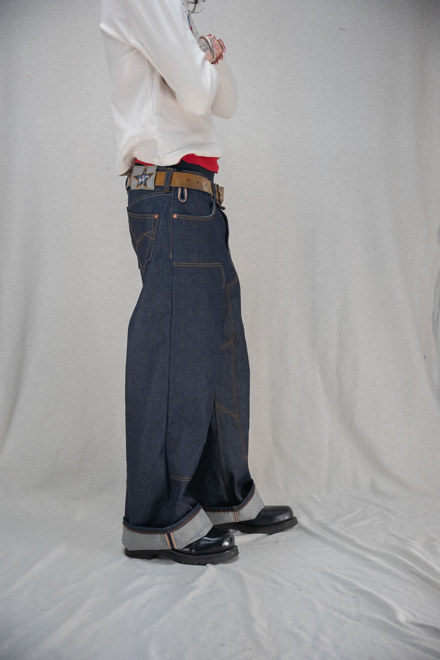 Selvedge Denim Jeans - Baggy Double Knee